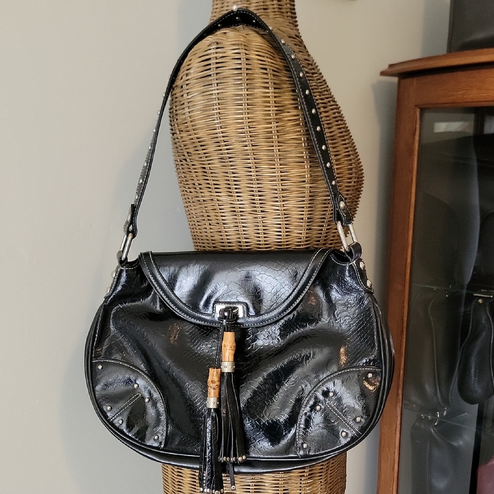 Vintage MC Marc Chantal Bamboo Tassel Studded Ergo Shoulder Bag